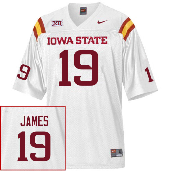 Men #19 Ta'Shawn James Iowa State Cyclones College Football Jerseys Stitched Sale-White